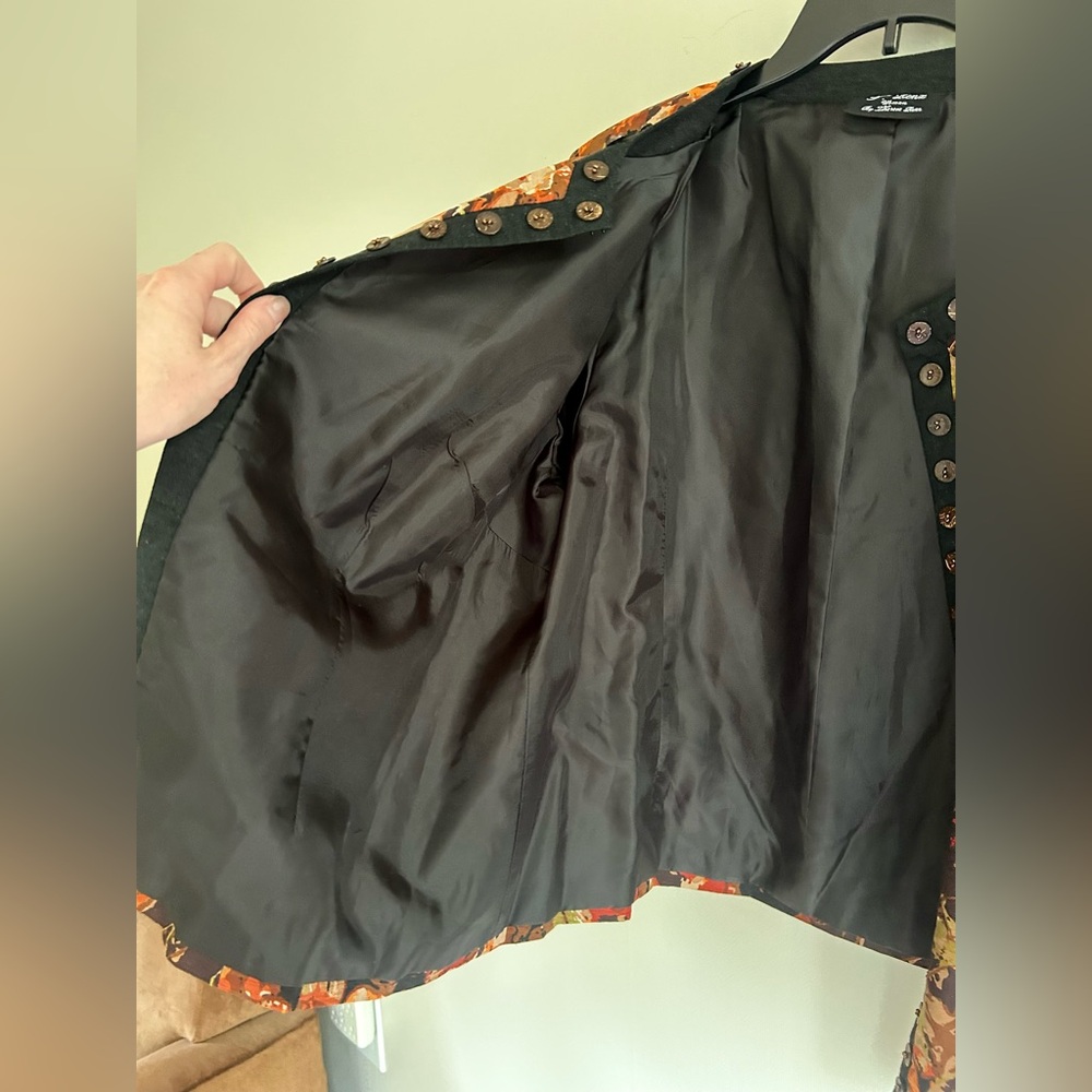 VINTAGE T RENZ Silk Embellished Earthy Shrug Boxy Layer Art To Wear Office Sz 1X - Picture 9 of 13